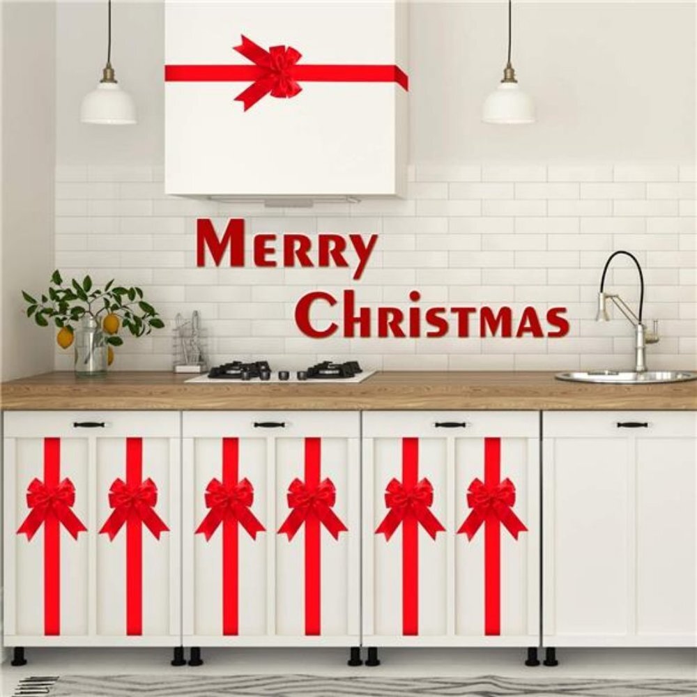 Christmas Cabinet Ribbons Bows Large Red Christmas Door Ribbon (6 Pieces)